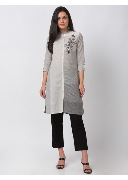 Ecru Striped Kurta