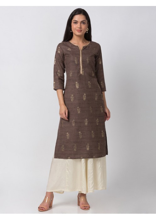 Brown Kurta with Butti Print 