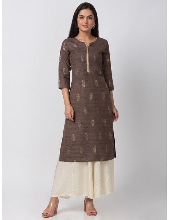 Brown Kurta with Butti Print 