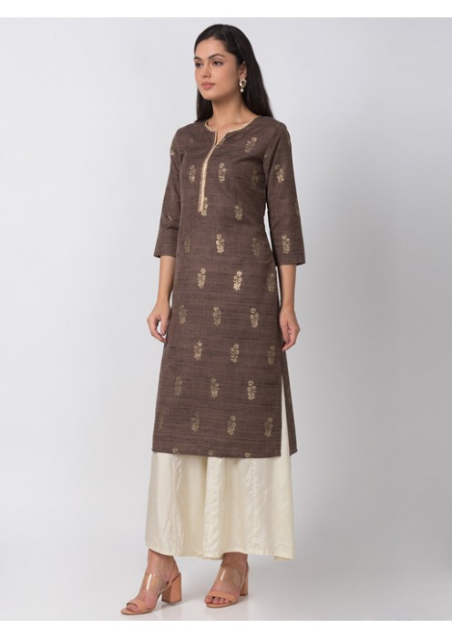 Brown Kurta with Butti Print 