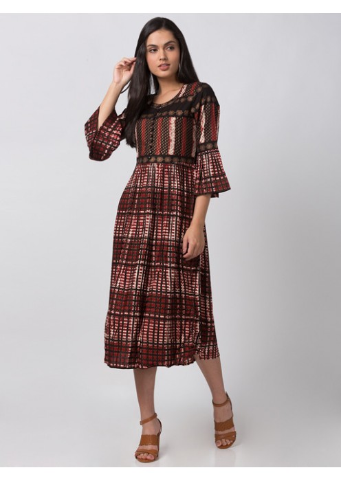 Rust Bell Sleeved Dress