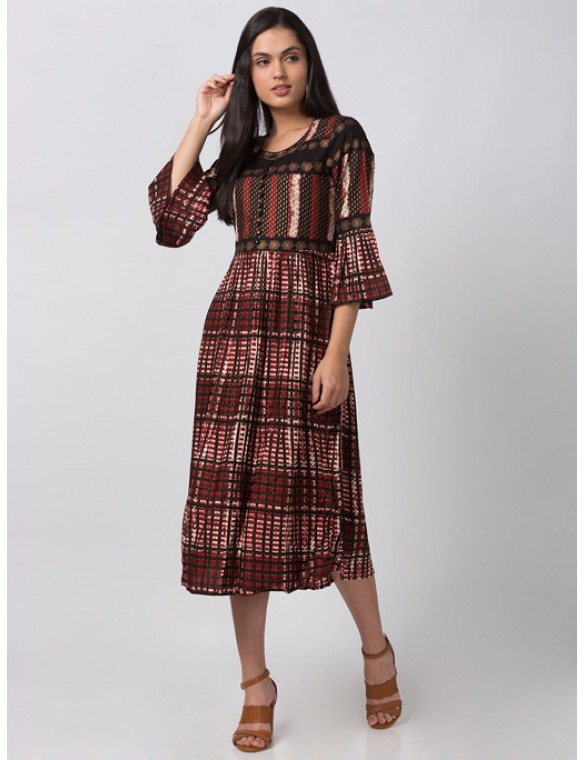 Rust Bell Sleeved Dress