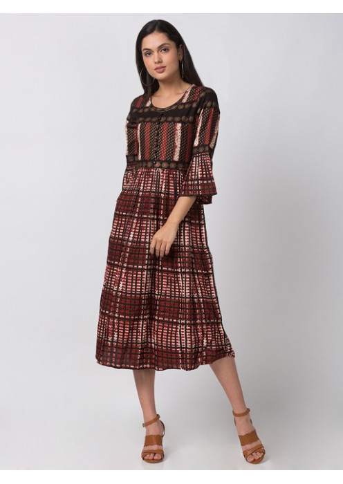 Rust Bell Sleeved Dress