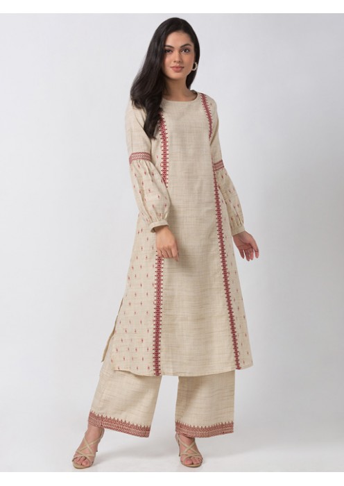 Ecru Kurta With Embroidery