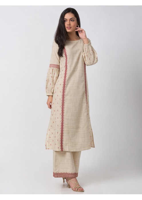 Ecru Kurta With Embroidery