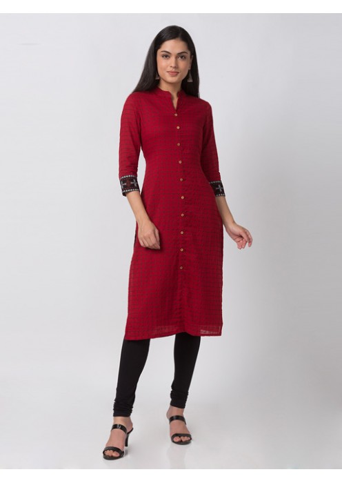 Red Chequered Kurta 