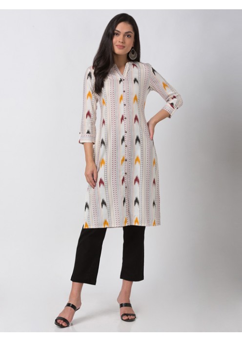 Multicolour Ikkat Print Kurta