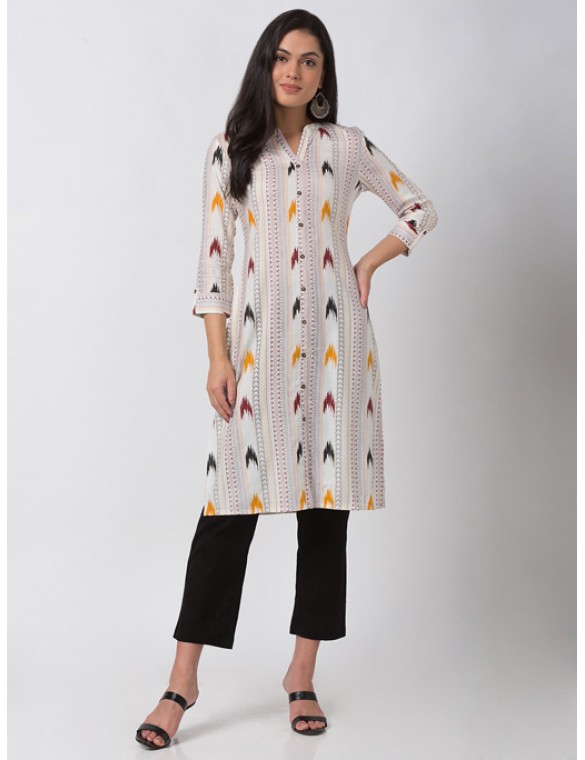 Multicolour Ikkat Print Kurta