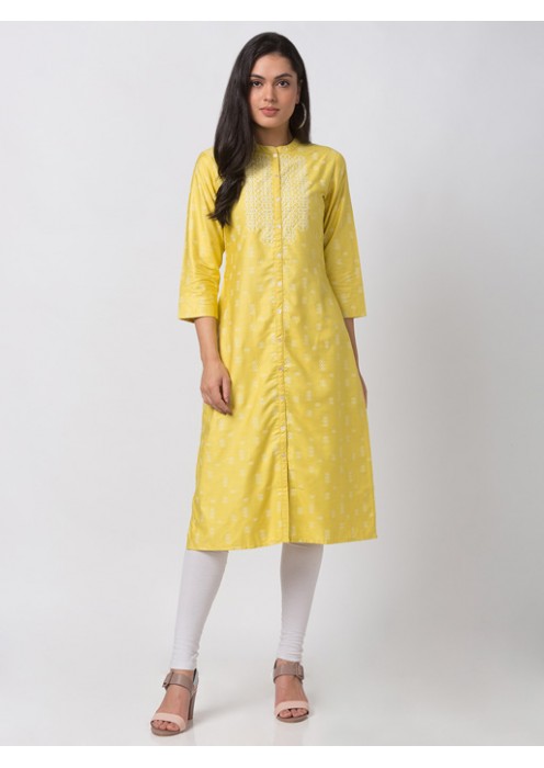 Yellow Kurta With Embroidery