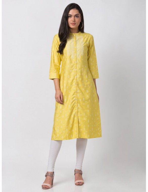 Yellow Kurta With Embroidery