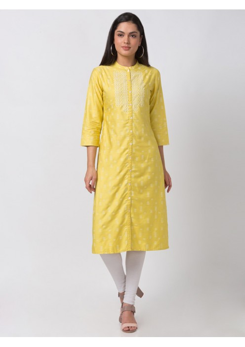 Yellow Kurta With Embroidery