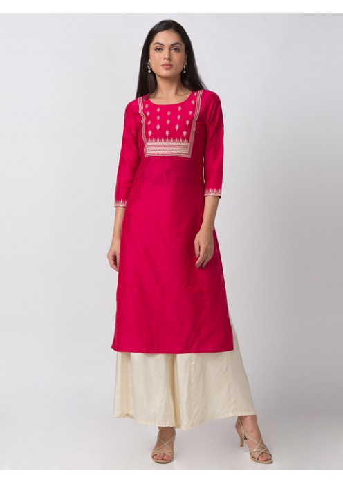 Fuchsia Embroidered Kurta