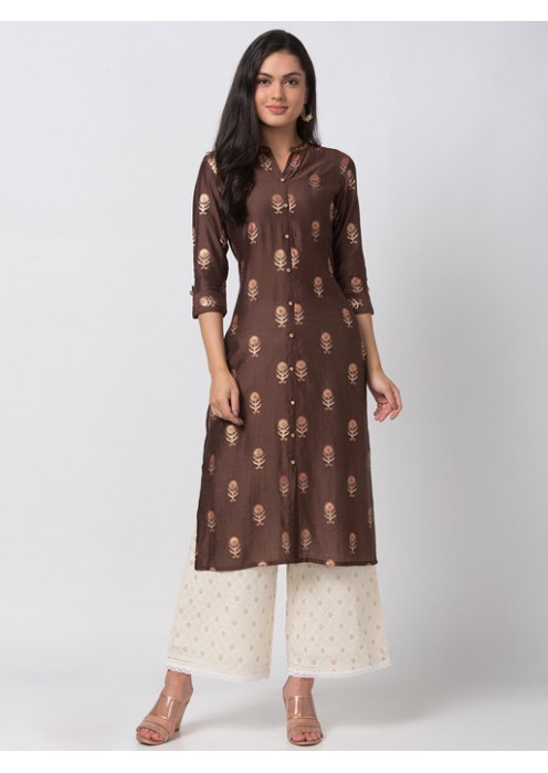 Brown Kurta With Butta Print