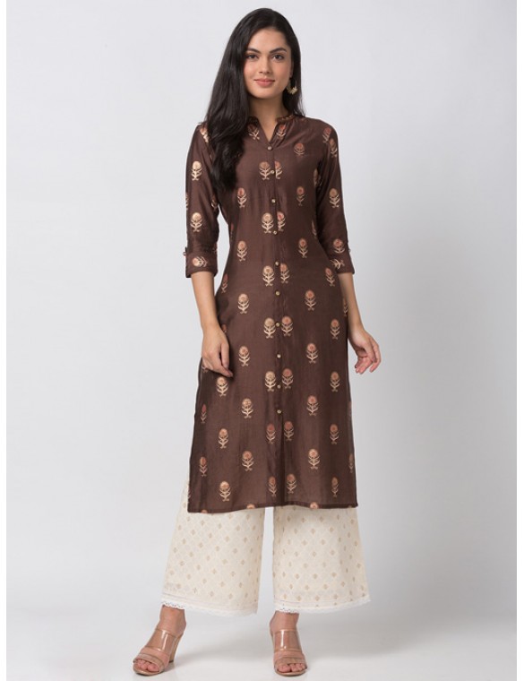 Brown Kurta With Butta Print