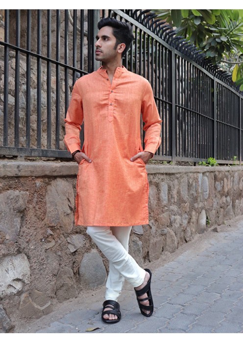 Orange Cotton kurta 