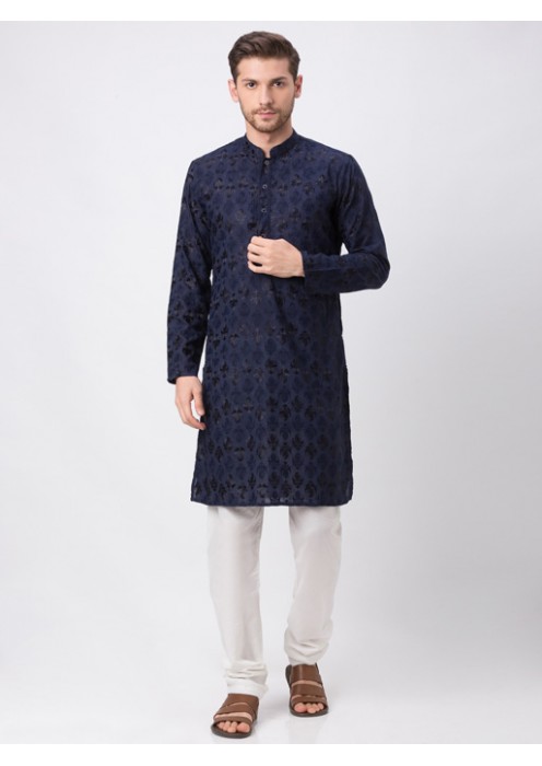 Navy Embroidered Kurta Set