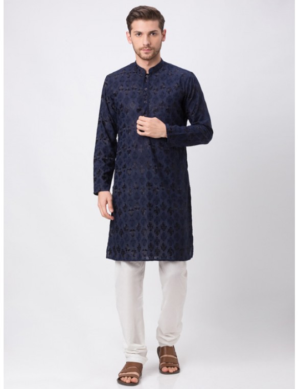 Navy Embroidered Kurta Set