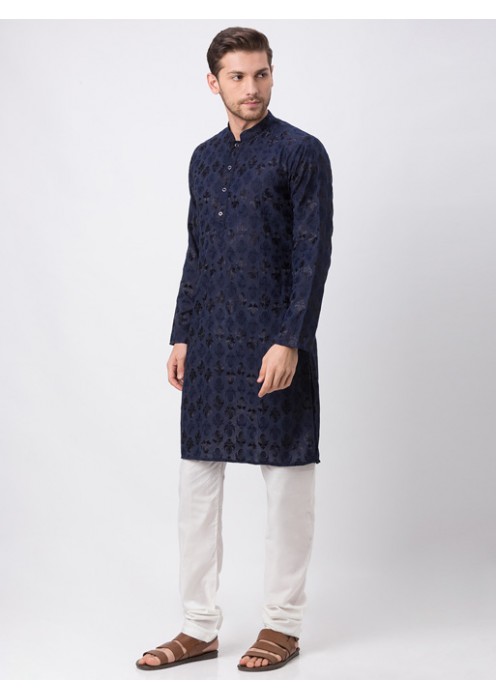 Navy Embroidered Kurta Set