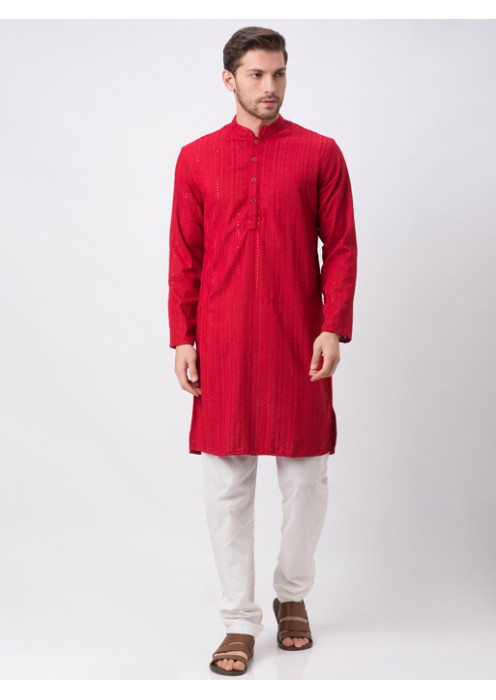 Maroon Embroidered Kurta Set