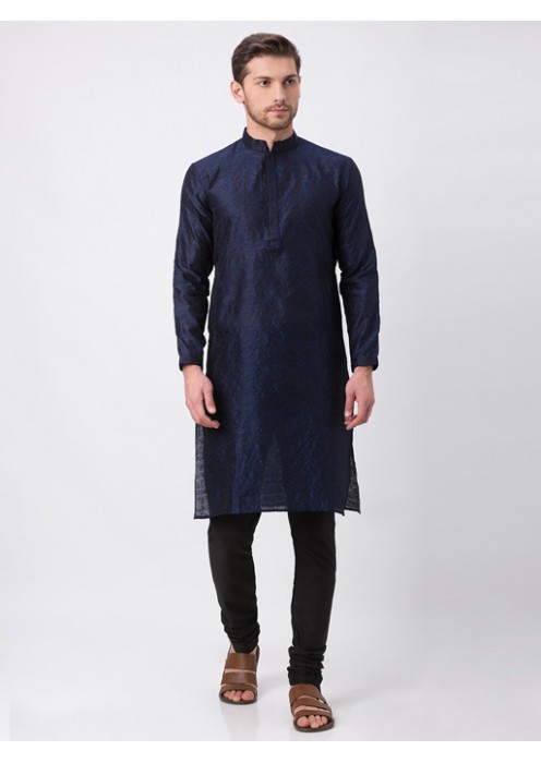 Navy Jacquard Kurta Set