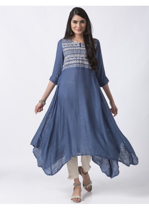 Blue Assymetrical Kurta