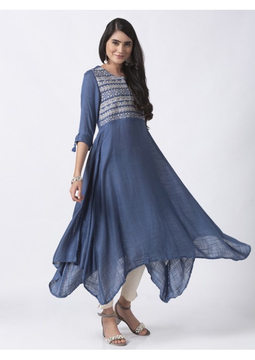 Blue Assymetrical Kurta