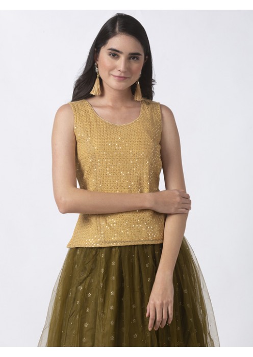 Beige top with gold sequins