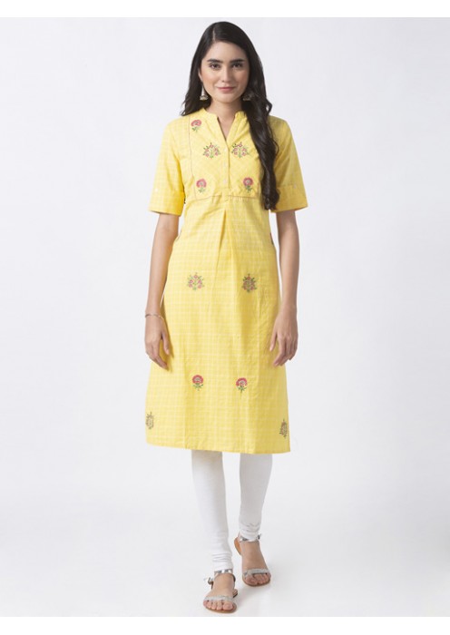 Yellow Kurta with Embroidery