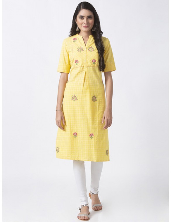 Yellow Kurta with Embroidery