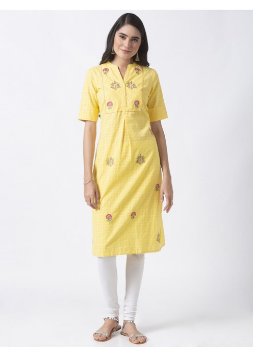 Yellow Kurta with Embroidery