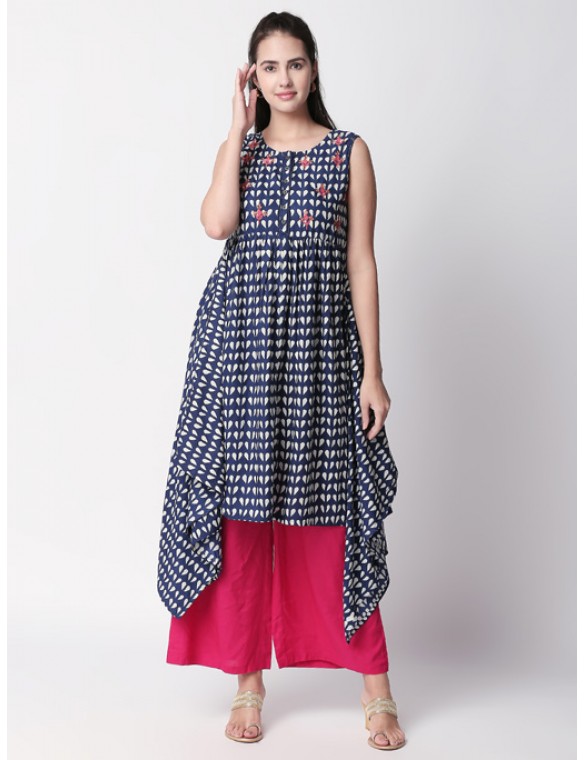 Indigo Asymmetric Kurta