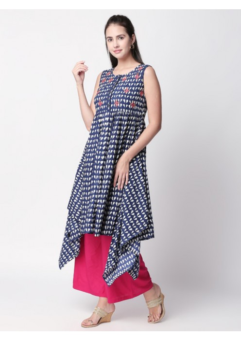 Indigo Asymmetric Kurta