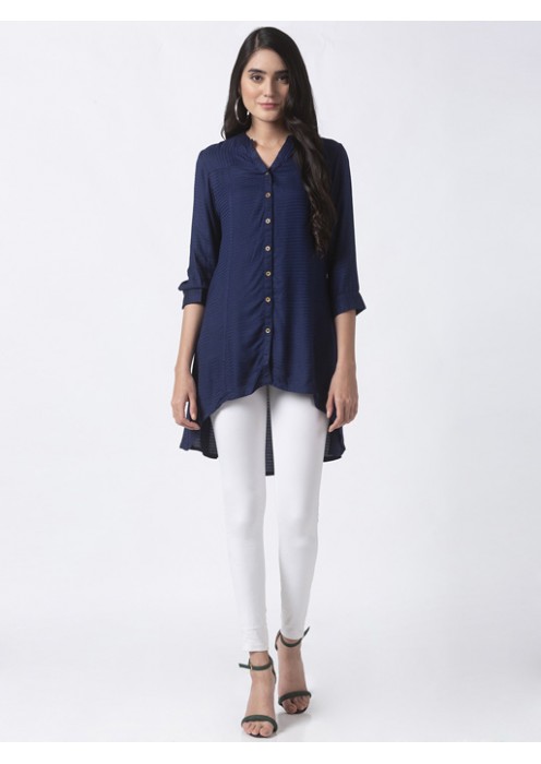 Three-Fourth Navy Topwear