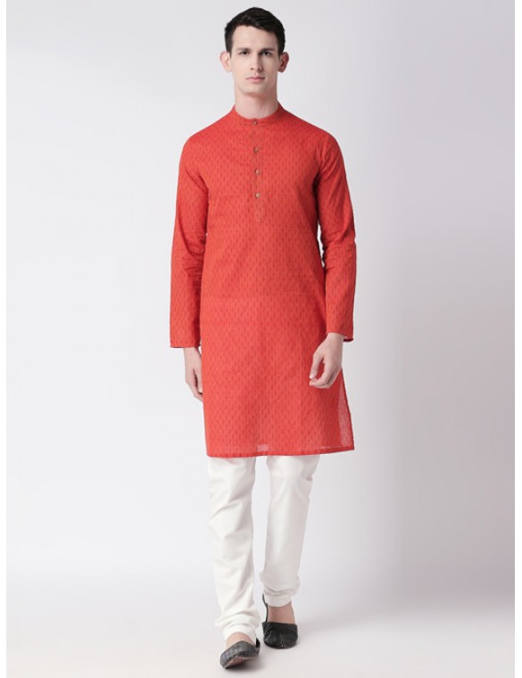 Maroon Handloom Cotton long kurta 