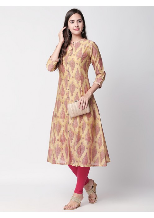 Ochre Kurta With Print