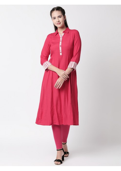 Coral Kurta with Print on Back