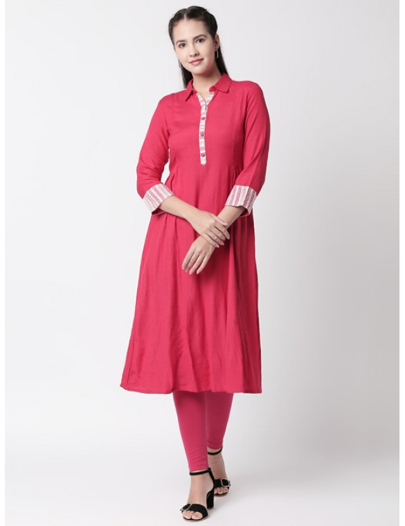 Coral Kurta with Print on Back