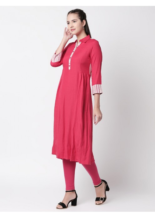 Coral Kurta with Print on Back