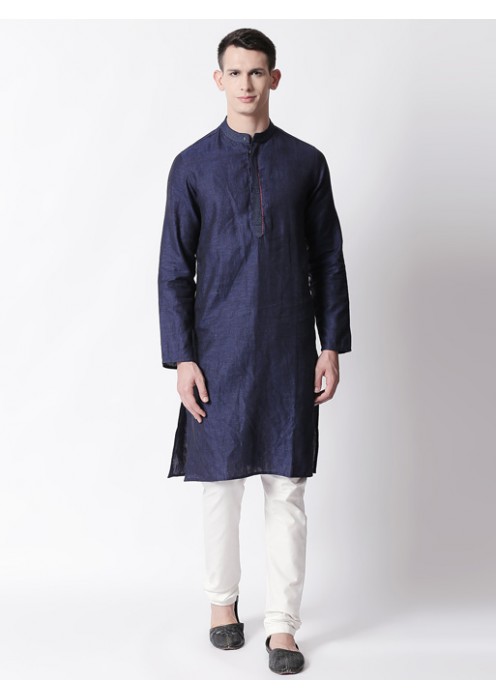 Navy Linen long kurta 