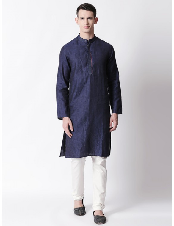 Navy Linen long kurta 