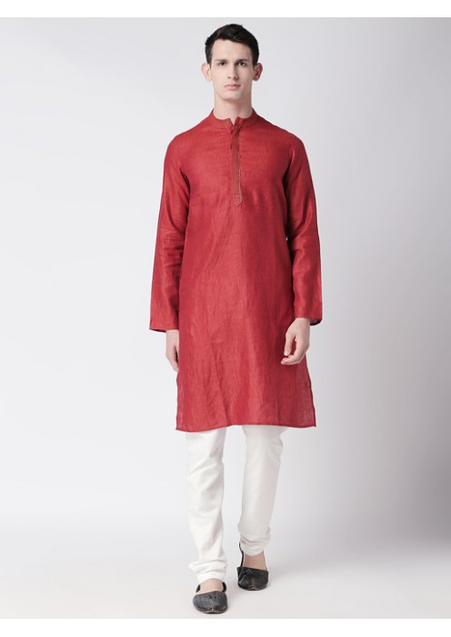 Rust Linen long kurta 