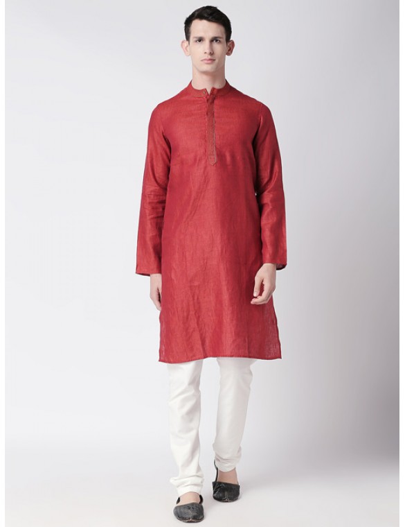 Rust Linen long kurta 