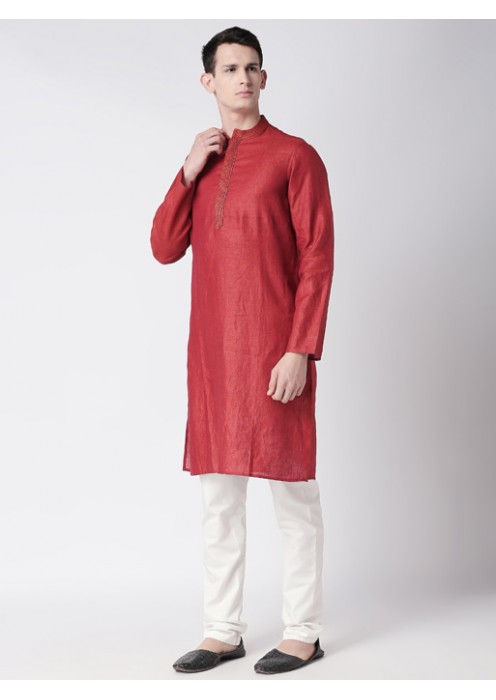 Rust Linen long kurta 