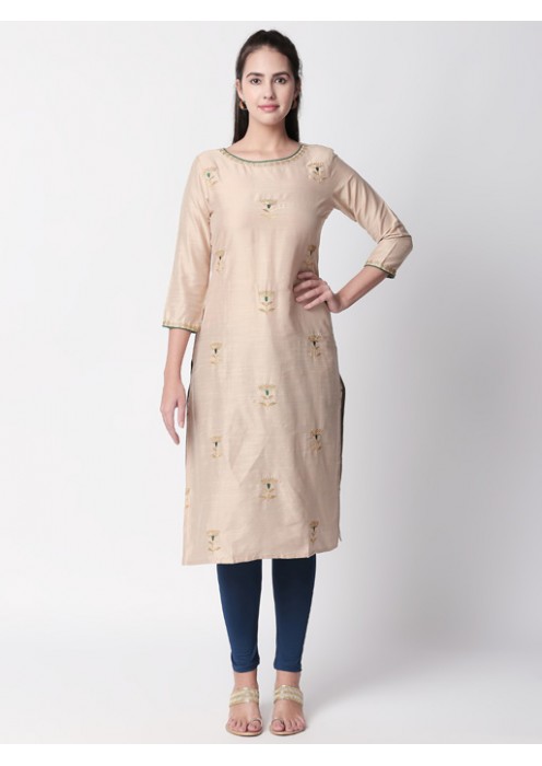 Beige Kurta With Embroidery 