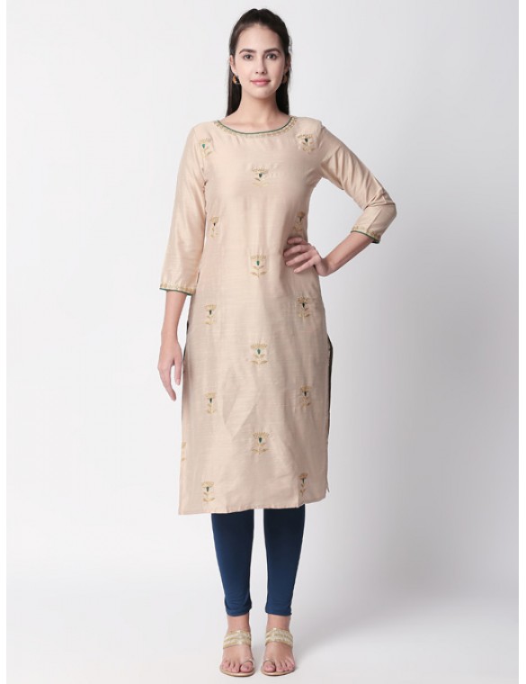 Beige Kurta With Embroidery 