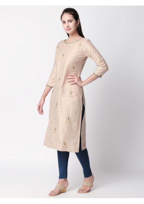 Beige Kurta With Embroidery 