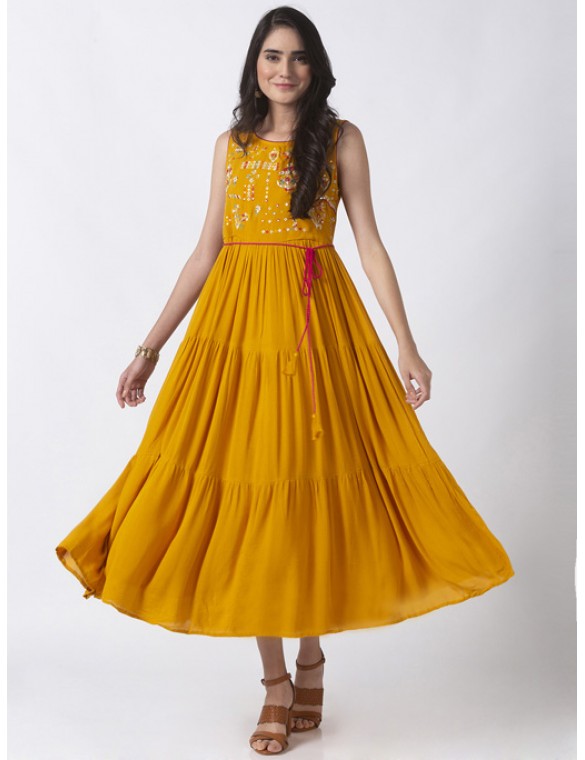 Mustard Tiered Dress