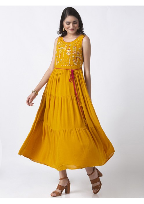 Mustard Tiered Dress