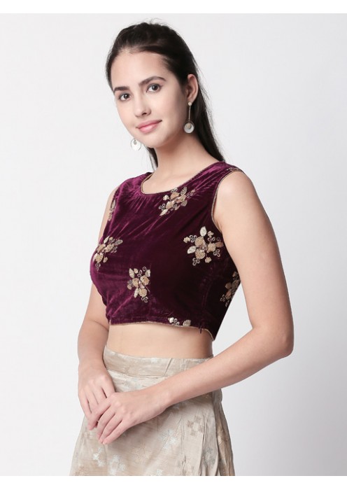 Plum velvet crop top