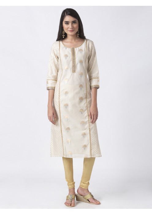 White Chanderi Kurta 